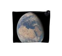 Linen Pouch - Space Galaxy Moon Expedition Rocket Supernova Astronauts - Linen Look Canvas Makeup Bag - Toiletry Bag - Coin Purse, Land Africa, 15 x 10 cm, Makeup Bag