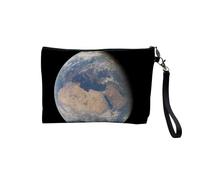 Linen Pouch - Space Galaxy Moon Expedition Rocket Supernova Astronauts - Linen Look Canvas Makeup Bag - Toiletry Bag - Coin Purse, Land Africa, 23.5 x 15 cm, Makeup Bag