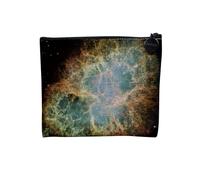 Linen Pouch - Space Galaxy Moon Expedition Rocket Supernova Astronauts - Linen Look Canvas Makeup Bag - Toiletry Bag - Coin Purse, Nebula Crab, 15 x 10 cm, Makeup Bag