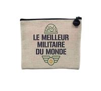 Linen Pouch - The Best of the World Collection - Passion Craft Leisure Sport Collegue Family - Linen Look Canvas Make-Up Bag - Toiletry Bag - Coin Purse, Military - H, 15 x 10 cm, Makeup Bag