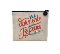 Linen Pouch - They Dorment Je Peux me Wake Up Humour Joke - Linen Look Canvas Makeup Bag - Coin Purse - 15 x 10 cm, linen, 15 x 10 cm, Makeup Bag