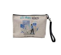 Linen Pouch - Trades Collection The True Heroes Job Profession Teacher Doctor Teacher Caregiver - Linen Look Canvas Makeup Bag - Toiletry Bag - Coin Purse, Developer, 23.5 x 15 cm, Makeup Bag