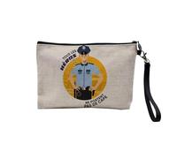 Linen Pouch - Trades Collection The True Heroes Job Profession Teacher Doctor Teacher Caregiver - Linen Look Canvas Makeup Bag - Toiletry Bag - Coin Purse, Policeman, 23.5 x 15 cm, Makeup Bag