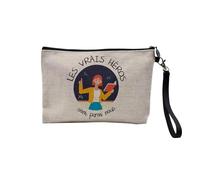 Linen Pouch - Trades Collection The True Heroes Job Profession Teacher Doctor Teacher Caregiver - Linen Look Canvas Makeup Bag - Toiletry Bag - Coin Purse, Mistress, 23.5 x 15 cm, Makeup Bag