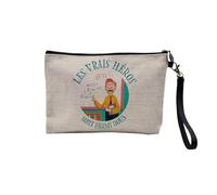 Linen Pouch - Trades Collection The True Heroes Job Profession Teacher Doctor Teacher Caregiver - Linen Look Canvas Makeup Bag - Toiletry Bag - Coin Purse, Professor, 23.5 x 15 cm, Makeup Bag
