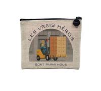 Linen Pouch - Trades Collection The True Heroes Job Profession Teacher Doctor Teacher Caregiver - Linen Look Canvas Makeup Bag - Toiletry Bag - Coin Purse, Forwarder, 15 x 10 cm, Makeup Bag