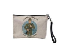 Linen Pouch - Trades Collection The True Heroes Job Profession Teacher Doctor Teacher Caregiver - Linen Look Canvas Makeup Bag - Toiletry Bag - Coin Purse, Military, 23.5 x 15 cm, Makeup Bag