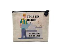 Linen Pouch - Trades Collection The True Heroes Job Profession Teacher Doctor Teacher Caregiver - Linen Look Canvas Makeup Bag - Toiletry Bag - Coin Purse, Engineer, 15 x 10 cm, Makeup Bag