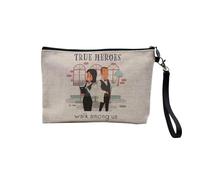 Linen Pouch - True Heroes English Profession Metiers Job Hero du Daily, Linen Look Canvas Make-Up Bag, Toiletry Bag, Coin Purse, Waiter, 23.5 x 15 cm, Makeup Bag