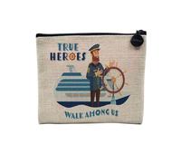 Linen Pouch - True Heroes English Profession Metiers Job Hero du Daily, Linen Look Canvas Make-Up Bag, Toiletry Bag, Coin Purse, Seaman, 15 x 10 cm, Makeup Bag