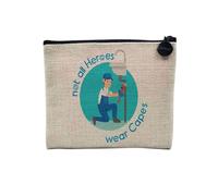 Linen Pouch - True Heroes English Profession Metiers Job Hero du Daily, Linen Look Canvas Make-Up Bag, Toiletry Bag, Coin Purse, Plumber, 15 x 10 cm, Makeup Bag