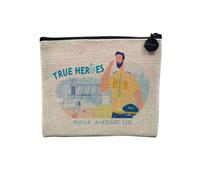 Linen Pouch - True Heroes English Profession Metiers Job Hero du Daily, Linen Look Canvas Make-Up Bag, Toiletry Bag, Coin Purse, Pilot, 15 x 10 cm, Makeup Bag