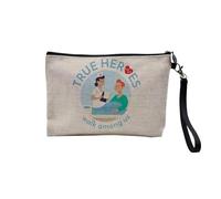 Linen Pouch - True Heroes English Profession Metiers Job Hero du Daily, Linen Look Canvas Make-Up Bag, Toiletry Bag, Coin Purse, Nurse, 23.5 x 15 cm, Makeup Bag