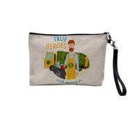 Linen Pouch - True Heroes English Profession Metiers Job Hero du Daily, Linen Look Canvas Make-Up Bag, Toiletry Bag, Coin Purse, Garbage Man, 23.5 x 15 cm, Makeup Bag