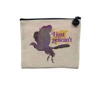 Linen Pouch - Zoomer Culture Collage Vintage Illustration Art Humour Joke Street Wear Canvas Makeup Bag Linen Look Toiletry Bag Coin Purse, Just Pelican't, 15 x 10 cm, Makeup Bag
