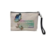 Linen Pouch - Zoomer Culture Collage Vintage Illustration Art Humour Joke Street Wear Canvas Makeup Bag Linen Look Toiletry Bag Coin Purse, Today Is Hard, 23.5 x 15 cm, Makeup Bag