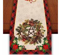 Linen Red Yule Christmas Table Runner Yule Decorations Pagan Christmas Xmas Winter Holiday Home Kitchen Dining Room Table Decorations 13x72 Inch