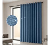 (Linen Ringtop - Blue) 66x84 Dual Panel Curtains with Free Tiebacks | Premium Quality Drapes