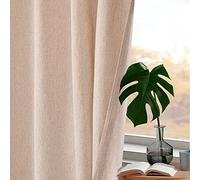 Linen Room Darkening Curtains - Natural Flax Drapes, Taupe, 108 Inch