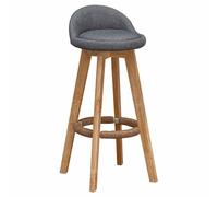 Linen Round Stool with Back Rest 360 Degree Swivel Pub Chair Home Kitchen stools Breakfast High Stools with Footrest