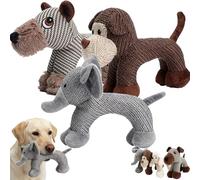 Linen Safari Companions, Squeaky Dog Chew Animals, with Durable Linen Material, Durable and Resistant to Chewing, for Relieve Dog's Boredom (Dog+Elephant+Monkey)