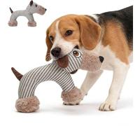 Linen Safari Companions, Squeaky Dog Chew Toy, Relieve Boredom And Anxiety In Dogs, Durable Interactive Plush Toy with Built-In Squeaker, Strudy Linen Fabric, for Small Medium Dogs (Dog)