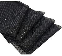 Linen Sequin Tablecloth Rectangular Hand Made Glittery Table Cover UK Wedding Party Home Decor (Black, 51 x 39)
