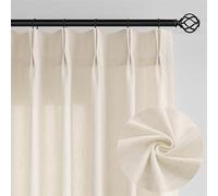 Linen Sheer Curtains 120 Inches Long for Living Dining Room Pinch Pleated Curtain Drape with Hooks Rings Back Tab Extra Long Oatmeal Sand Beige Light Filtering 120 Inch Drapes 10FT 1 Panel