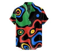Linen Shirt for Men UK Classic Vintage 3D Printed Shirt Mens Regular Fit Short Sleeve Shirts 70s Disco Party Costume Retro Shirts Casual Summer Beach Hawaii Tops for Tropical Holiday Beach Green