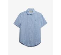 Superdry Riviera Linen Short Sleeve Shirt Blue XL Men
