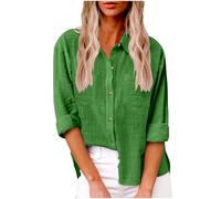 Linen Shirt Women Long Sleeve UK Casual Button Down Cotton Linen Tops Summer Tshirt Tops V Neck Roll Up Blouses Loose Collared Shirt Oversized Tees Office Work Blouse Dressy Blouses