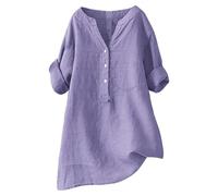 Linen Shirt Women's Short Sleeve Long Blouse Elegant Linen Blouse Summer Oversize Muslin Blouse Oversized Large Sizes Shirt Blouse Long Linen Shirt Chic Tops Linen Blouses Long Shirt, purple, XXXXXL