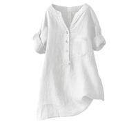 Linen Shirt Women's Short Sleeve Long Blouse Elegant Linen Blouse Summer Oversize Muslin Blouse Oversized Large Sizes Shirt Blouse Long Linen Shirt Chic Tops Linen Blouses Long Shirt, Aa-white, M