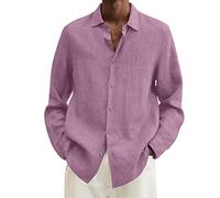 Linen Shirts for Men Plus Size Long Sleeve Tops Button Down Casual Dress Shirts Casual Loose Shirts Going Out Aloha Party Shirts Cotton Linen Beach Holiday Shirt Solid Oversized Office Work Tees Top