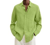 Linen Shirts for Men Plus Size Long Sleeve Tops Button Down Casual Dress Shirts Casual Loose Shirts Going Out Aloha Party Shirts Cotton Linen Beach Holiday Shirt Solid Oversized Office Work Tees Top