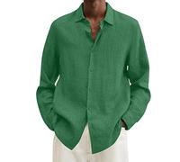 Linen Shirts for Men Plus Size Long Sleeve Tops Button Down Casual Dress Shirts Casual Loose Shirts Going Out Aloha Party Shirts Cotton Linen Beach Holiday Shirt Solid Oversized Office Work Tees Top