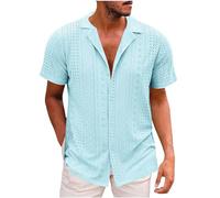 Linen Shirts for Men: Short Sleeve Button Down Shirts - Summer Hawaiian Lapel Blouses with Regular Fit Clearance Sizes 8-22