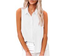 Linen Shirts for Women Clearance Ladies Cotton Linen Tank Tops Solid Summer Sleeveless Tshirts Button Up Vest Tops Lapel Loose Tanks Plus Size Casual Camisole Tunic Blouses