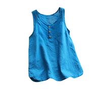 Linen Shirts Womens Loose Fit | Boho Vests For Women Solid Color Sleeveless Button Down Shirt Women Lightweight Plus Size Summer Tops For Women Soft Comfy Camisole Tops For Women Swing Womens Tops