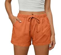 Linen Shorts for Women UK Wide Leg Bermuda Summer Shorts with Drawstring Elastic Waist Solid Casual Lightweight Breathable Short Ladies Bottoms for Holiday Travel Going Out