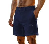 Linen Shorts Men Combat Work Chino Shorts Solid Color Summer Casual