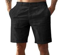 Linen Shorts Men Sauna - Lightweight Casual Shorts For With Stretch Comfort And Multiple Pockets For Outdoor Summer Activities (Black M)