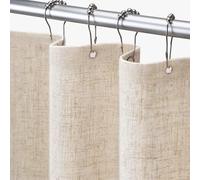 Linen Shower Curtain Stall Beige Boho Farmhouse Shower Curtains for Bathroom Natural Cloth Cotton Fabric Liner Cream 60 x 72 Inch 10 Hooks