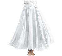 Linen Skirt Women High Waist A Line Maxi Skirts Elegant Casual Skirts Office Work Swing Skirts Solid Basic Skirts Long Length Party Skirts Going Out Strappy Skirts Ladies White