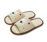 Linen Slippers Men and Women Couples Spring and Autumn Four Seasons Indoor Household Cotton Linen Stamping Sense Of Living Home Non Slippers Ladies Slippers Size 9 (Coffee, 40)