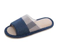 Linen Slippers Men's Suede Slippers Multicoloured Slippers Fashion Hut Shoes Breathable Slippers Soft Comfortable House Slippers Casual Slippers Flat Slippers, navy, 8 UK