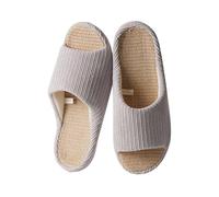 Linen Slippers Unisex - Women and Men Casual Light Open Toe Slippers Comfortable Mules Slippers Breathable Couples Slippers Household Shoes Fashionable Leisure Shoes, gray, 10 UK