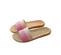 Linen Slippers Women Sale Clearance UK,Casual Home Shoes Ladies House Slipper Non-Slip Linen Flip Flops Woven Sliders Summer Flat Sandals Slip On Casual Wide Fit Slides Lightweight Open Toe Footwear