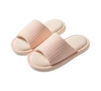 Linen Slippers Women| Womens Open Toe Slippers| Breathable Home Sliders| Thick Sole Thermal Sliders| Slip On House Slides| Soft Winter Slides| Non-Slip Memory Foam Slipper| Ladies House Shoes