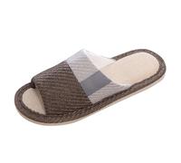 Linen Slippers Women's Felt Open Unisex Home Shoes Indoor Slippers Four Seasons Hut Shoes Lightweight Felt Slippers Comfortable Household Shoes Men's Slippers, coffee, 8 UK